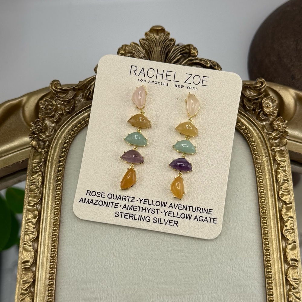 Rachel Zoe Colorful Gemstone Earrings in Silver